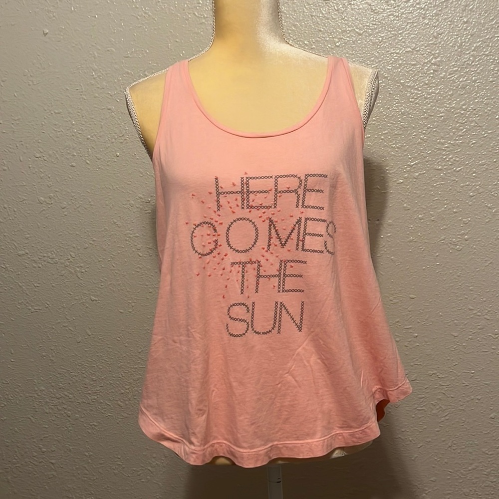 american Eagle Pink Here Comes The Sun Tank Top Size L